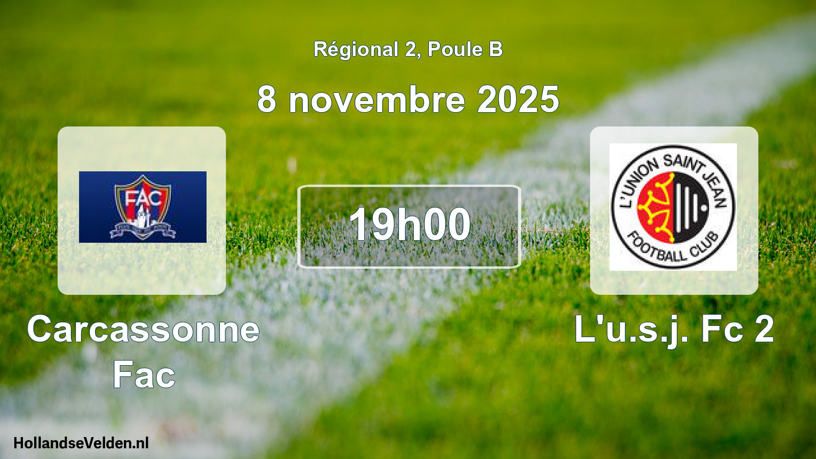 Geplande wedstrijd: Carcassonne Fac - L'u.s.j. Fc 2 (8 novembre 2025)