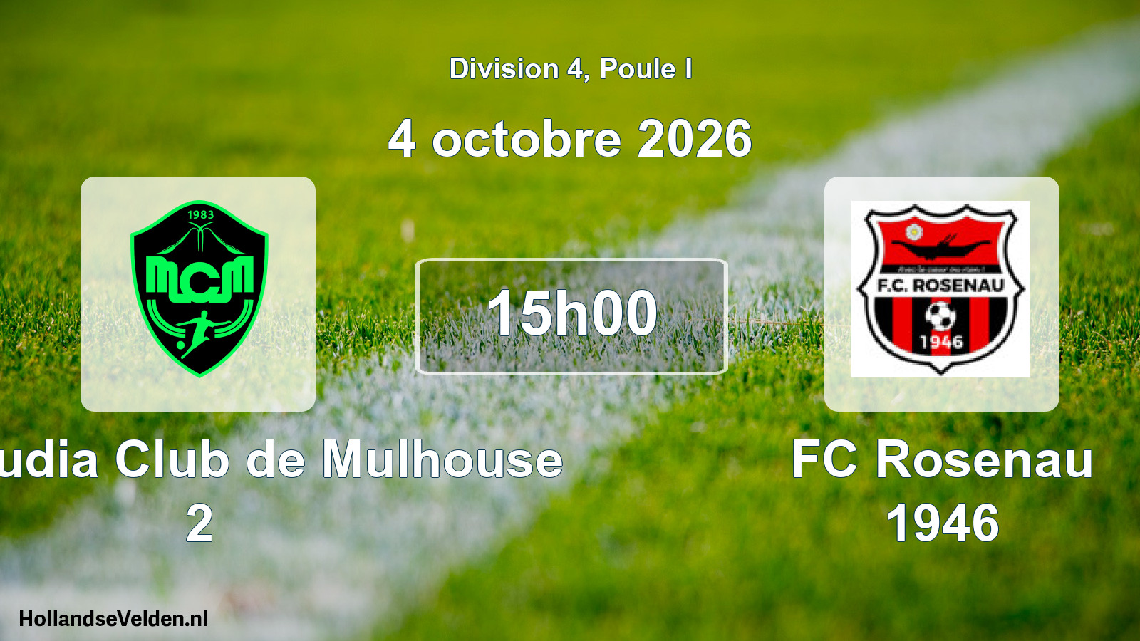 Scheduled Match: Mouloudia Club de Mulhouse 2 - FC Rosenau 1946 (4 October 2026)