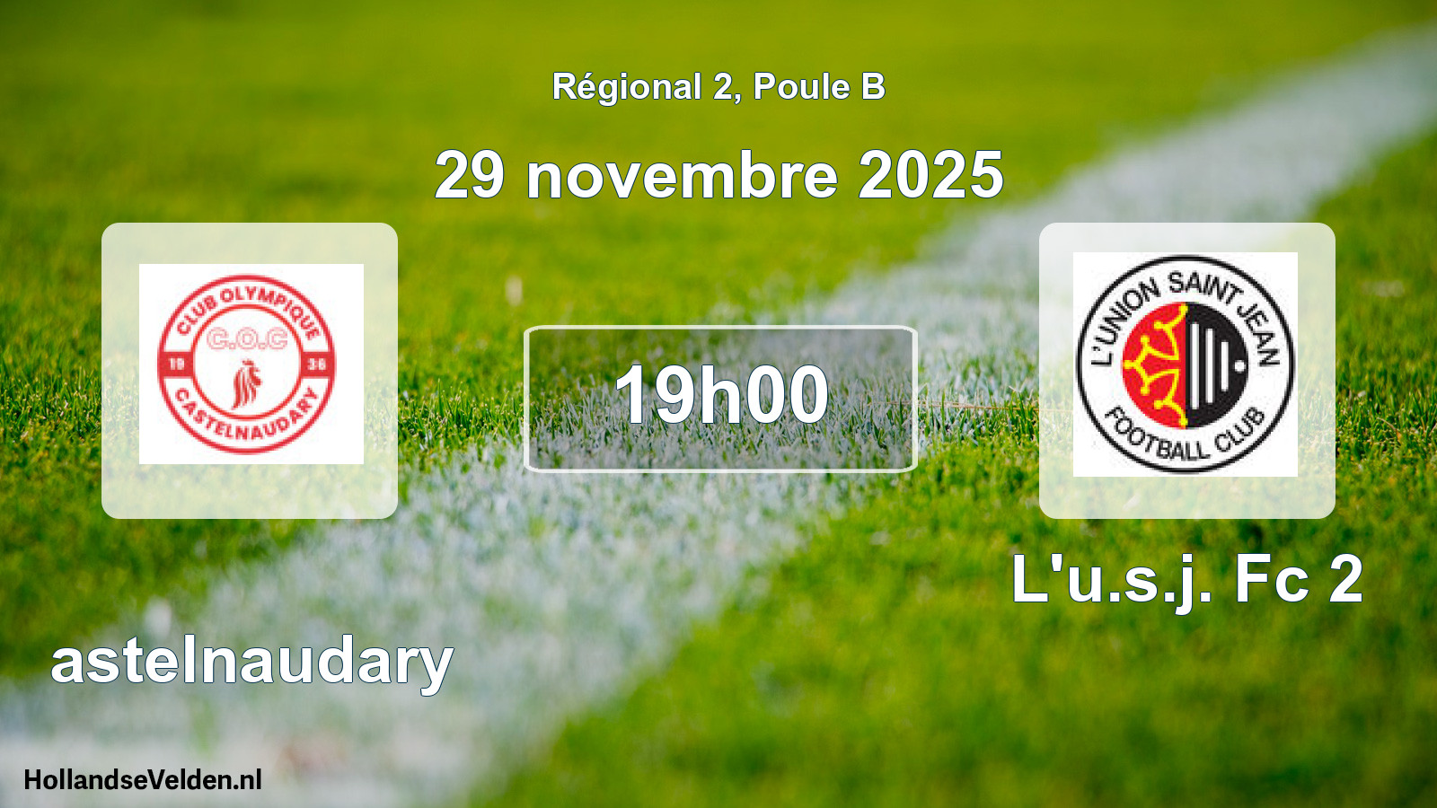 Geplande wedstrijd: Castelnaudary - L'u.s.j. Fc 2 (29 novembre 2025)