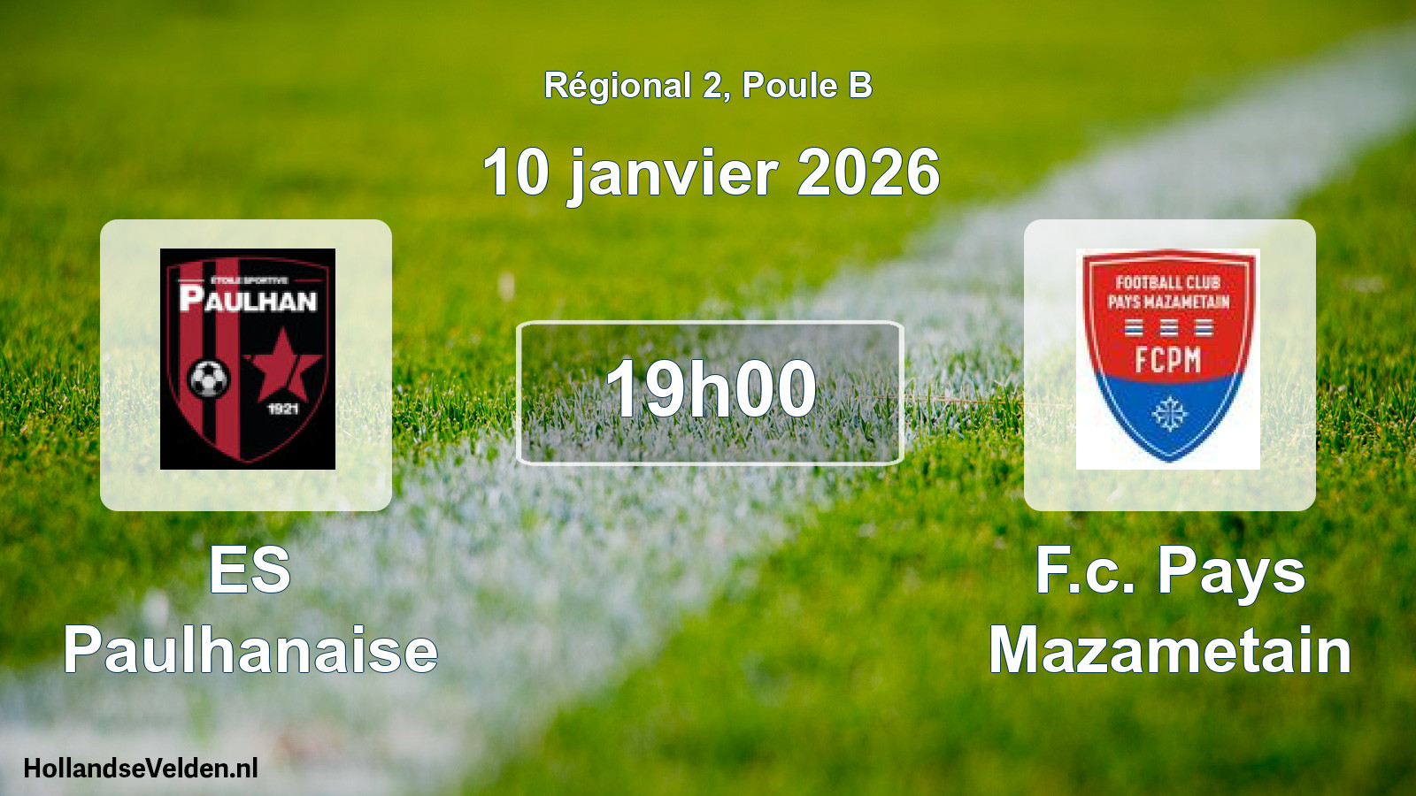 Scheduled Match: ES Paulhanaise - F.c. Pays Mazametain (10 January 2026)
