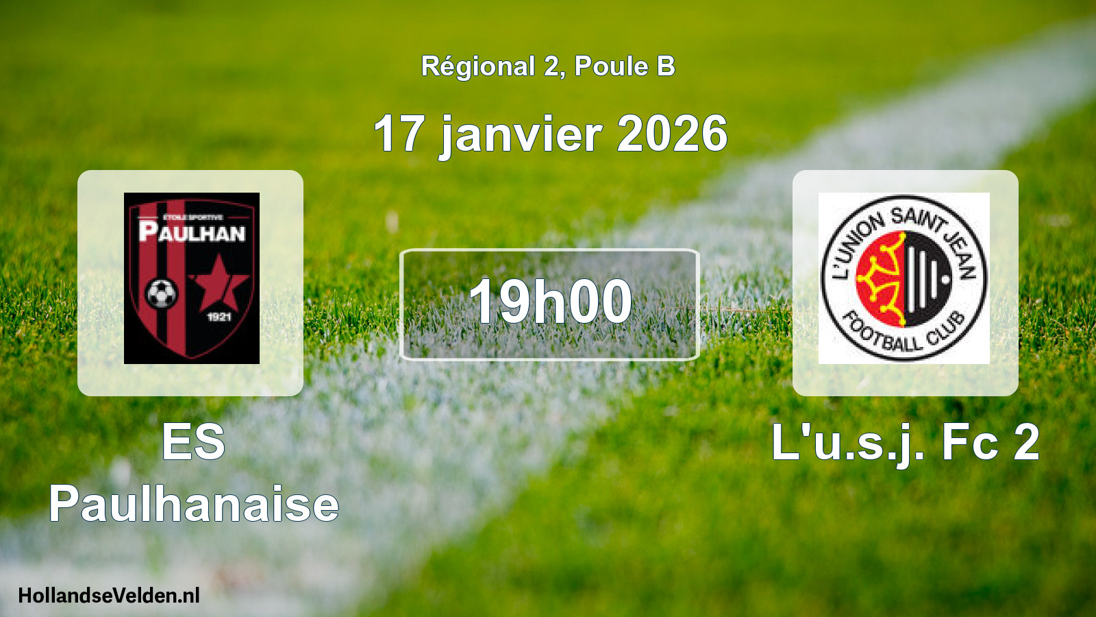 Geplande wedstrijd: ES Paulhanaise - L'u.s.j. Fc 2 (17 januari 2026)