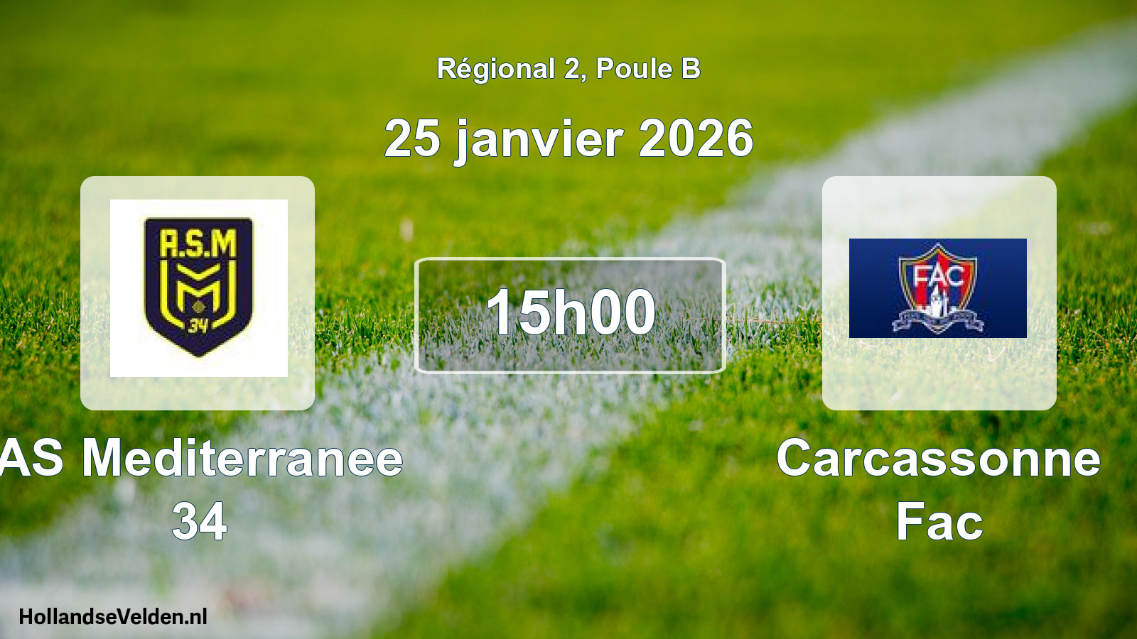 Geplande wedstrijd: AS Mediterranee 34 - Carcassonne Fac (25 janvier 2026)
