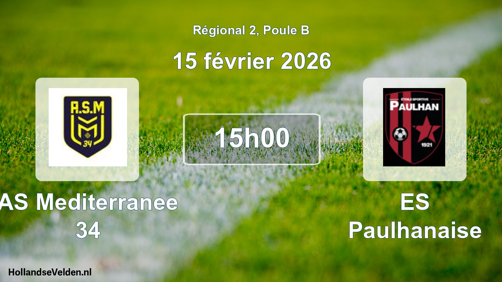 Scheduled Match: AS Mediterranee 34 - ES Paulhanaise (15 February 2026)