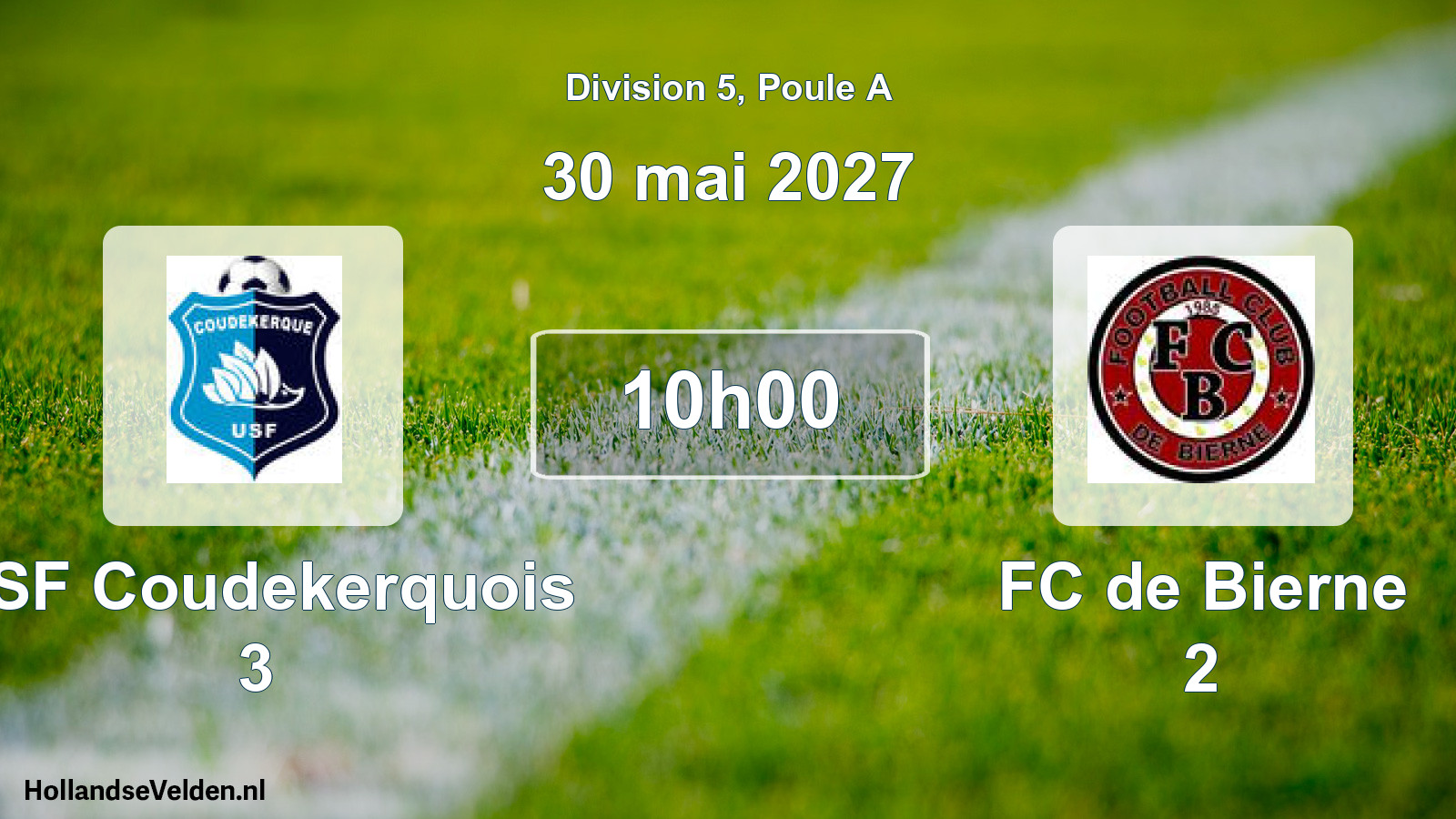 Geplande wedstrijd: USF Coudekerquois 3 - FC de Bierne 2 (30 mei 2027)