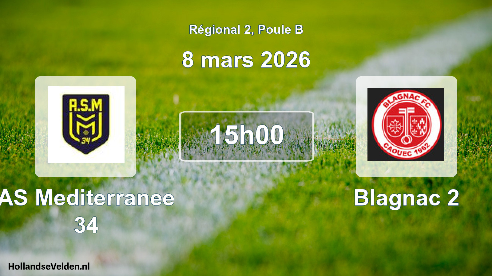 Scheduled Match: AS Mediterranee 34 - Blagnac 2 (8 March 2026)