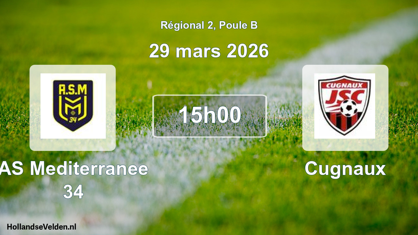 Geplande wedstrijd: AS Mediterranee 34 - Cugnaux (29 mars 2026)