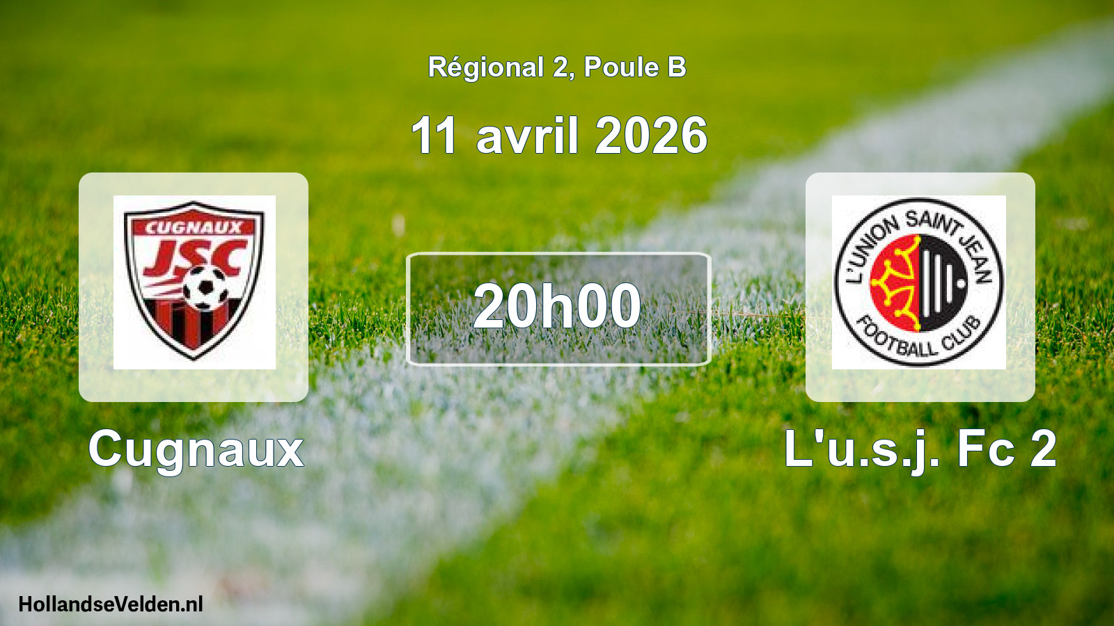 Geplande wedstrijd: Cugnaux - L'u.s.j. Fc 2 (11 avril 2026)