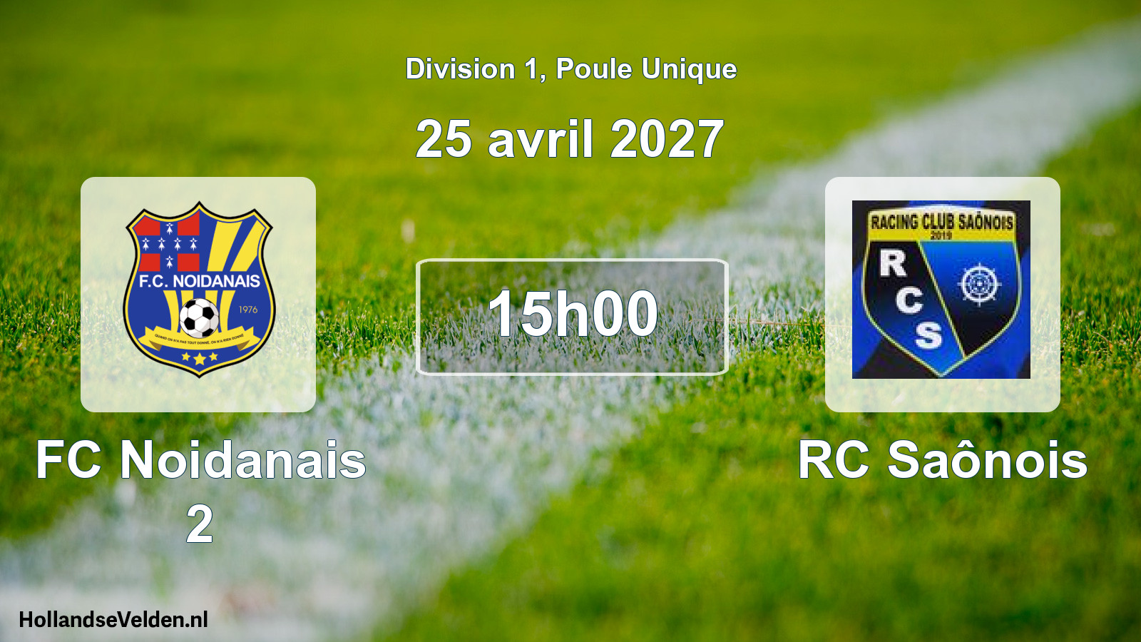 Geplande wedstrijd: FC Noidanais 2 - RC Saônois (25 april 2027)
