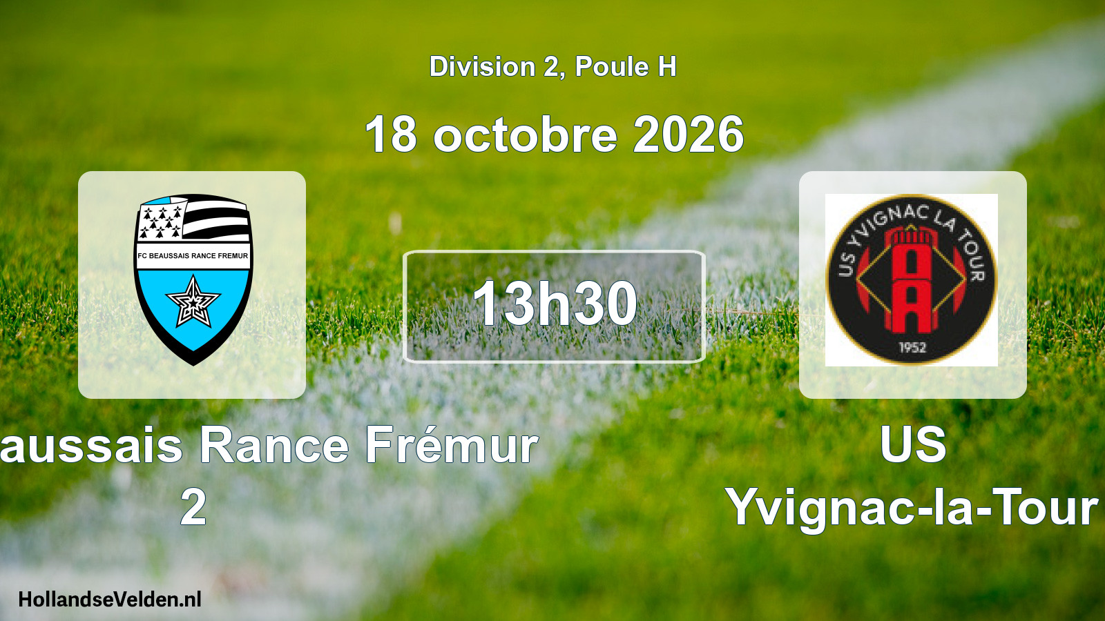 Match programmé: FC Beaussais Rance Frémur 2 - US Yvignac-la-Tour (18 octobre 2026)