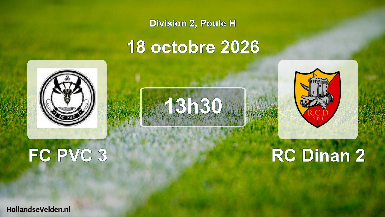 Match programmé: FC PVC 3 - RC Dinan 2 (18 octobre 2026)