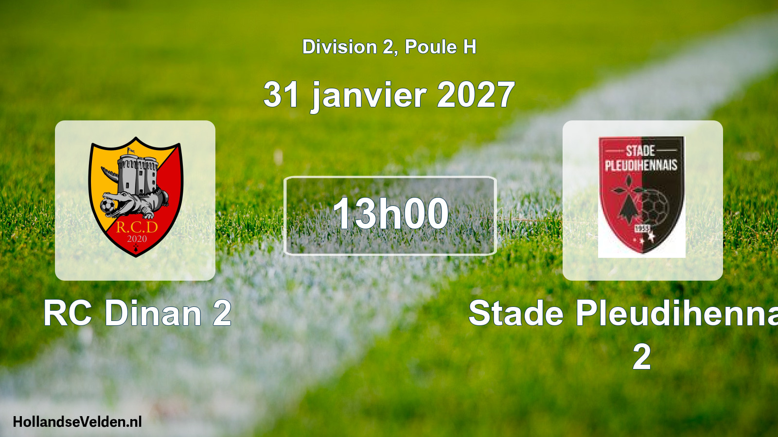 Match programmé: RC Dinan 2 - Stade Pleudihennais 2 (31 janvier 2027)