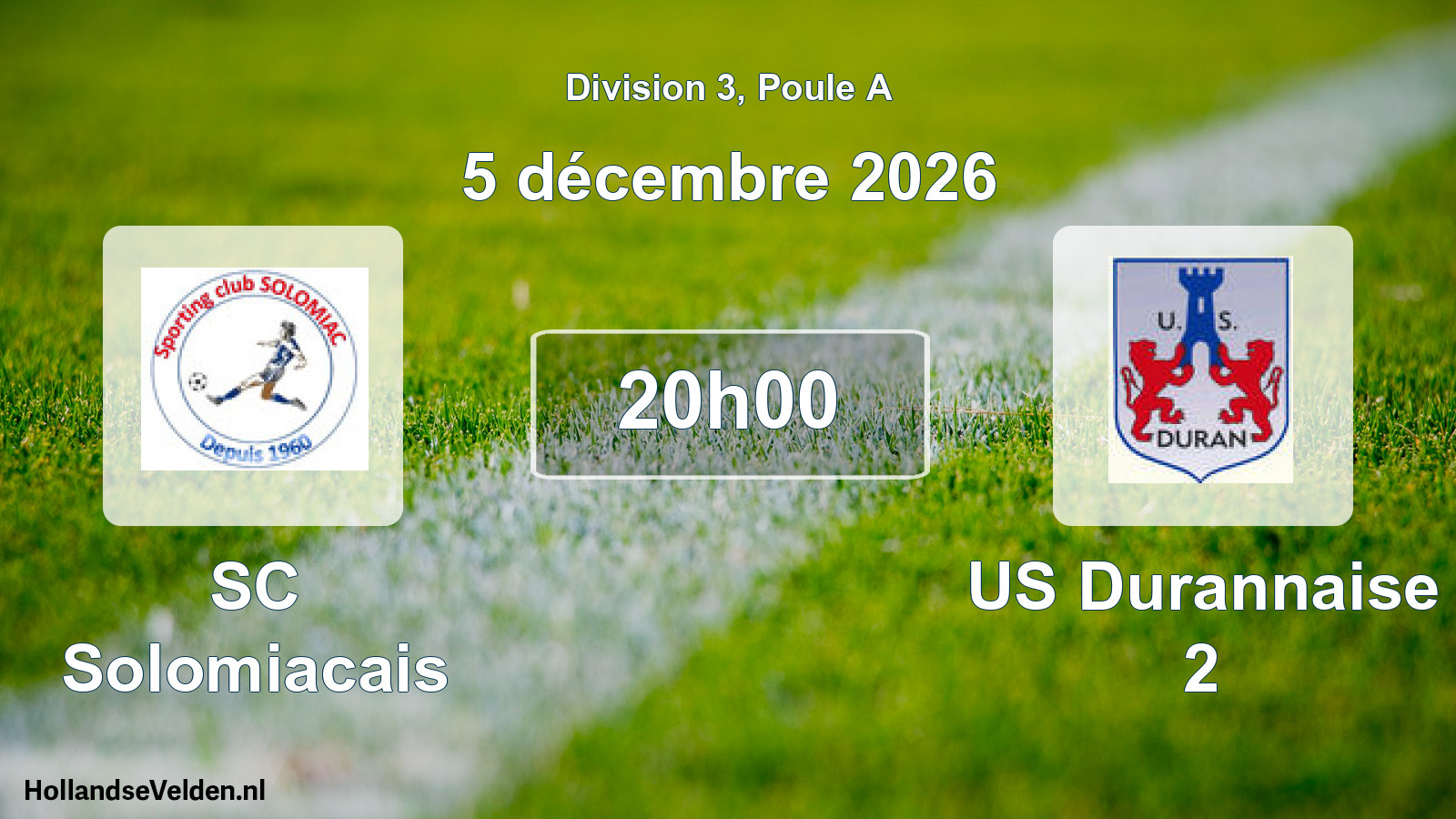Geplande wedstrijd: SC Solomiacais - US Durannaise 2 (5 december 2026)