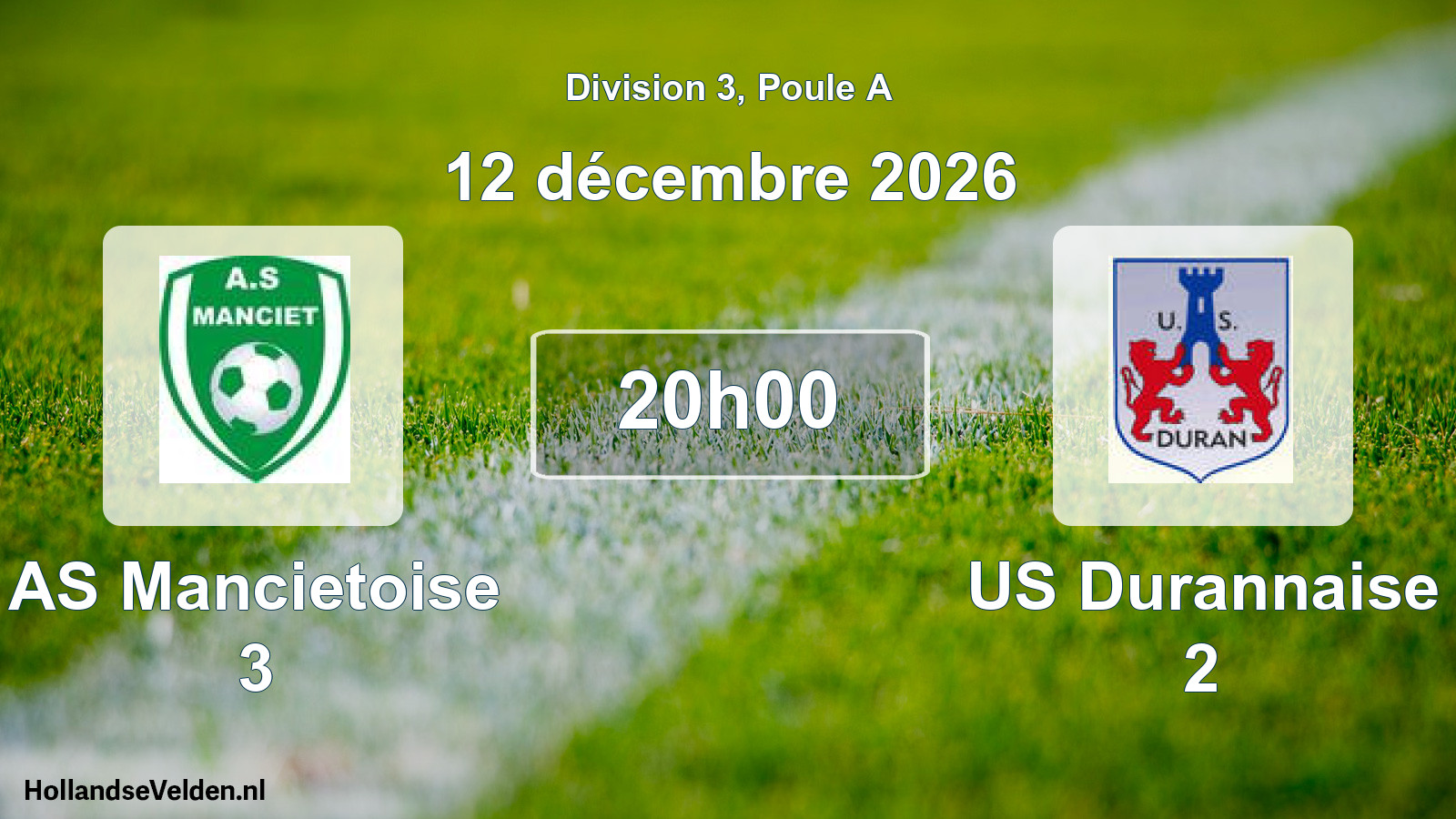 Match programmé: AS Mancietoise 3 - US Durannaise 2 (12 décembre 2026)