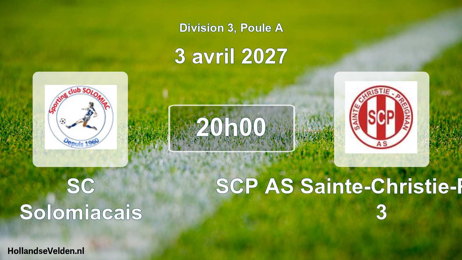 Geplande wedstrijd: SC Solomiacais - SCP AS Sainte-Christie-Preignan 3 (3 april 2027)
