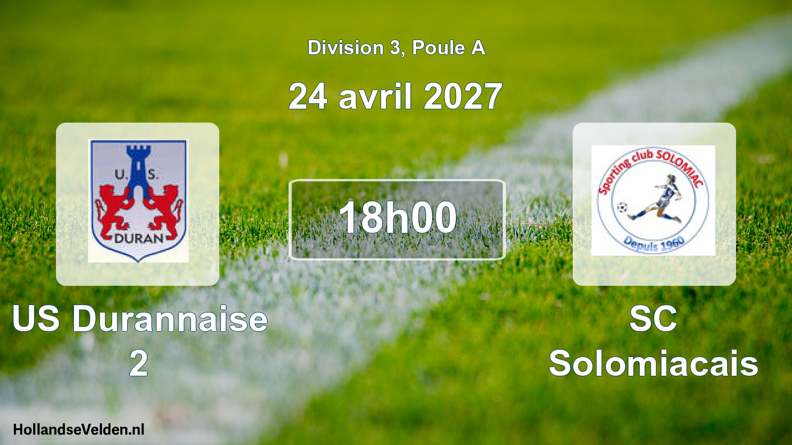 Match programmé: US Durannaise 2 - SC Solomiacais (24 avril 2027)