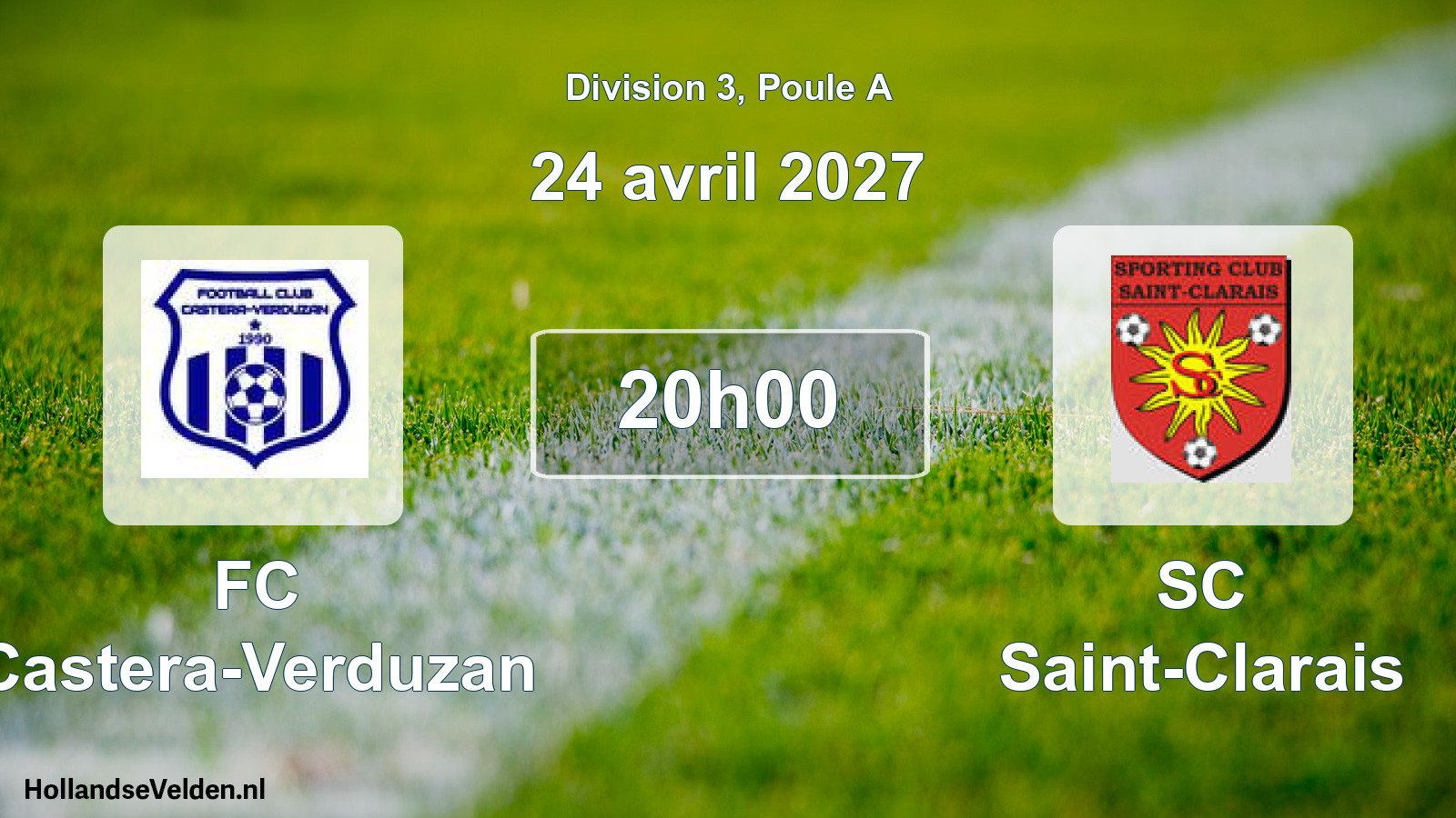 Match programmé: FC Castera-Verduzan - SC Saint-Clarais (24 avril 2027)
