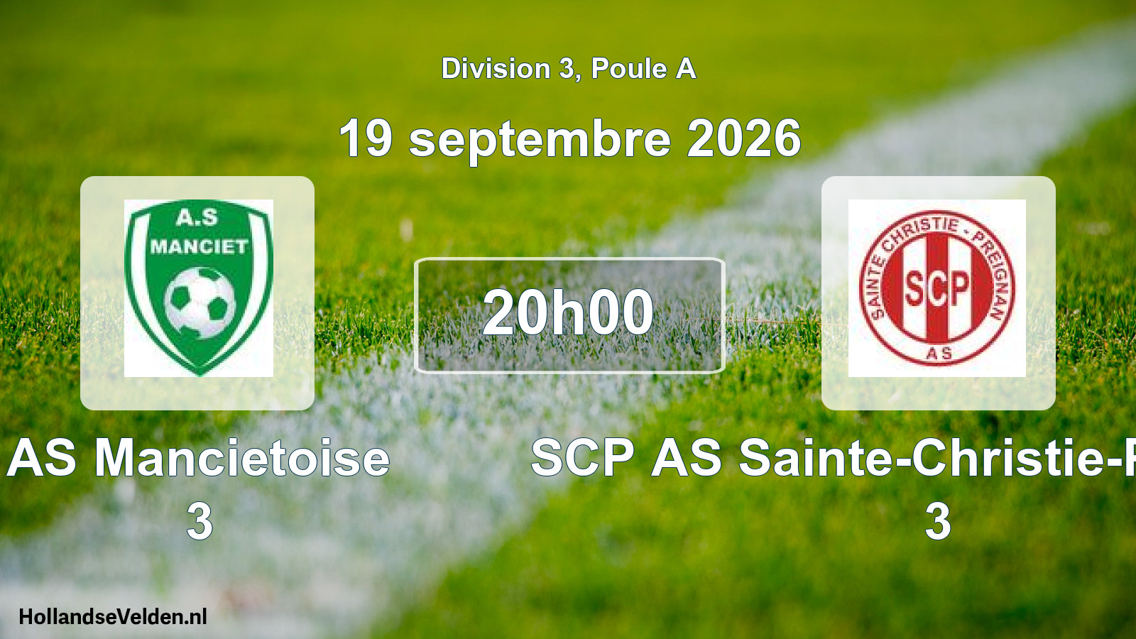 Match programmé: AS Mancietoise 3 - SCP AS Sainte-Christie-Preignan 3 (19 septembre 2026)