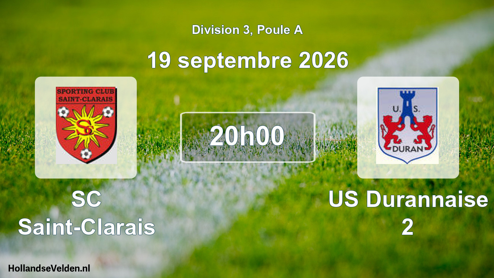 Match programmé: SC Saint-Clarais - US Durannaise 2 (19 septembre 2026)