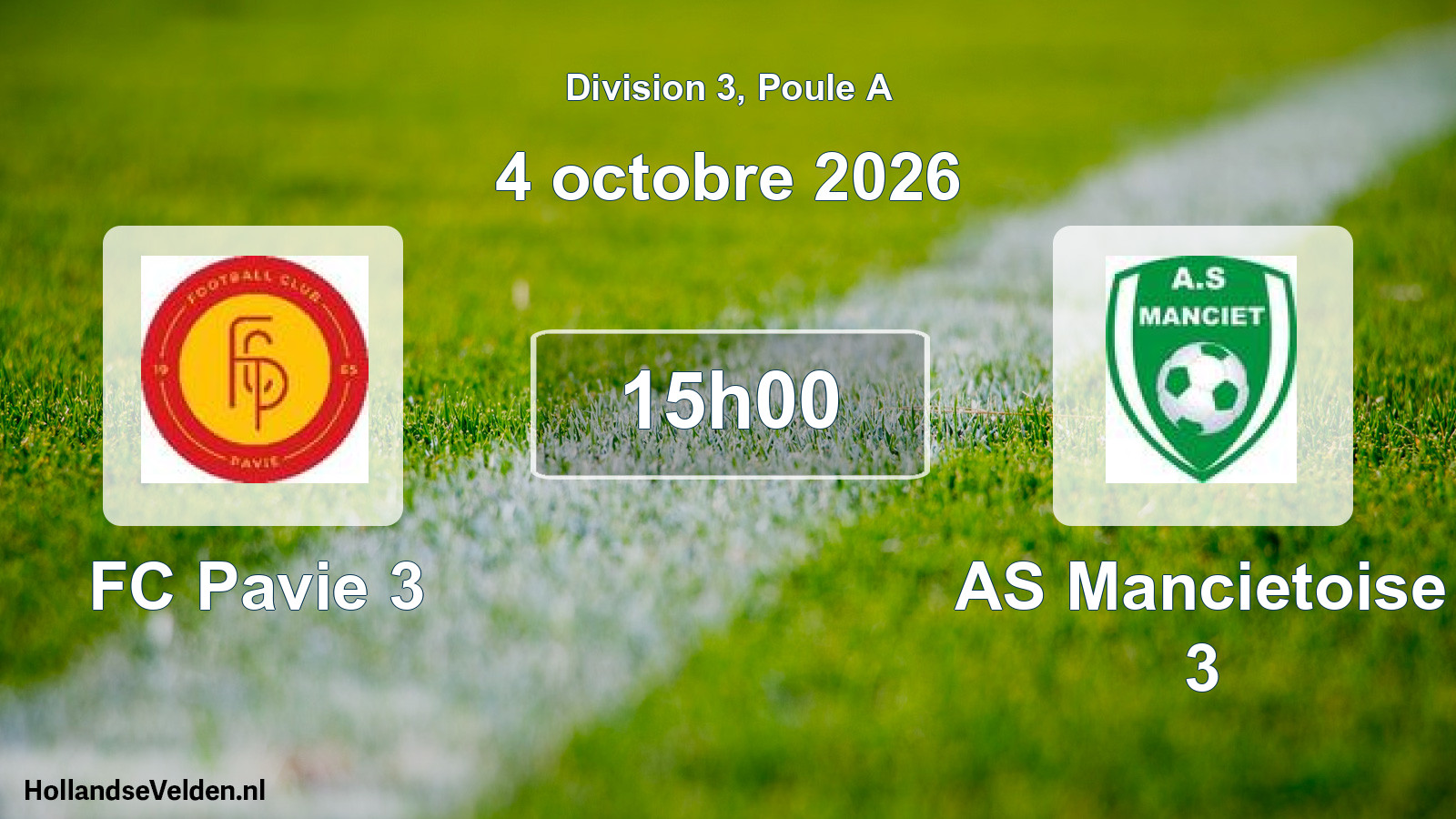 Match programmé: FC Pavie 3 - AS Mancietoise 3 (4 octobre 2026)