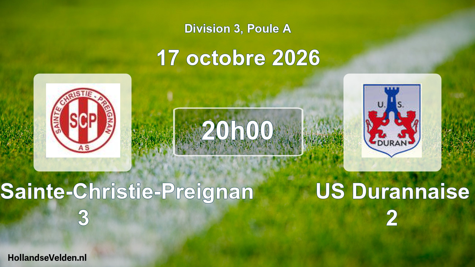 Geplande wedstrijd: SCP AS Sainte-Christie-Preignan 3 - US Durannaise 2 (17 oktober 2026)
