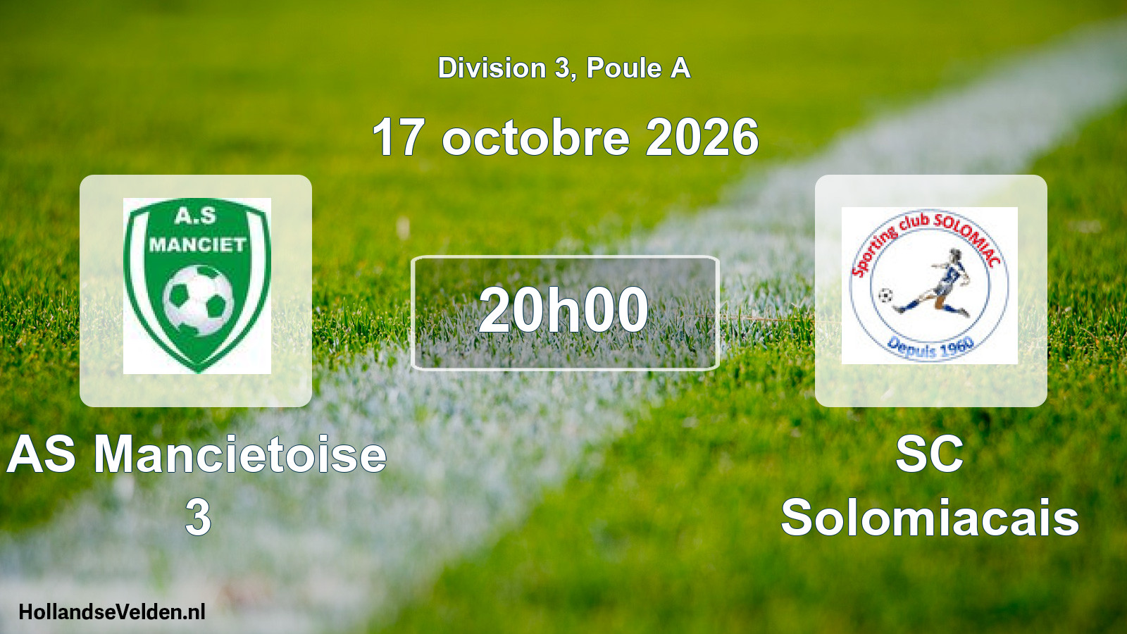 Match programmé: AS Mancietoise 3 - SC Solomiacais (17 octobre 2026)