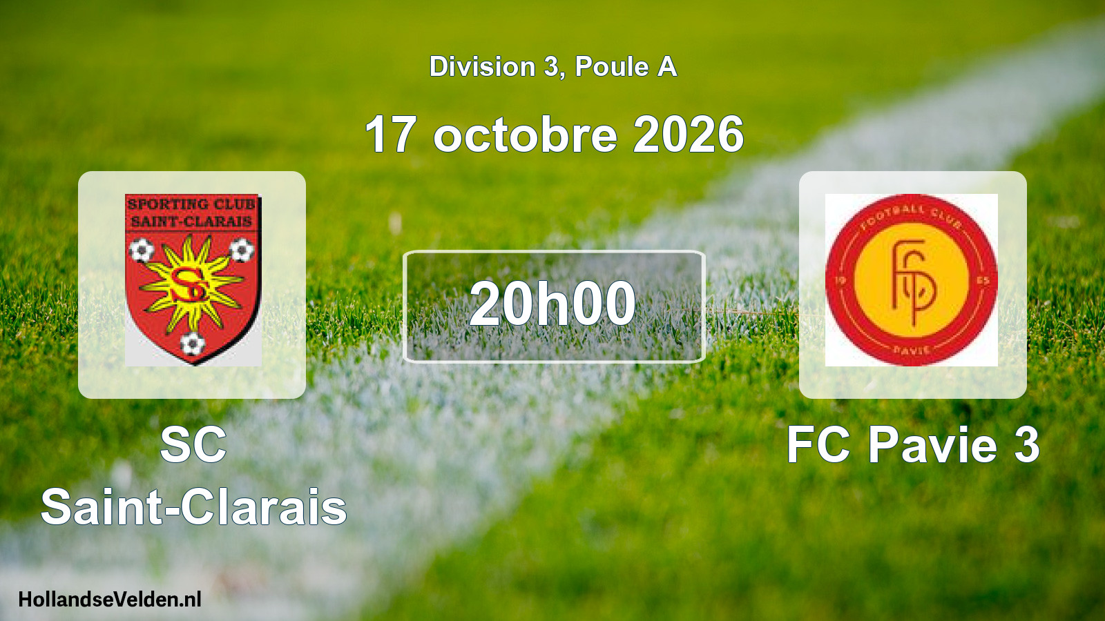 Match programmé: SC Saint-Clarais - FC Pavie 3 (17 octobre 2026)