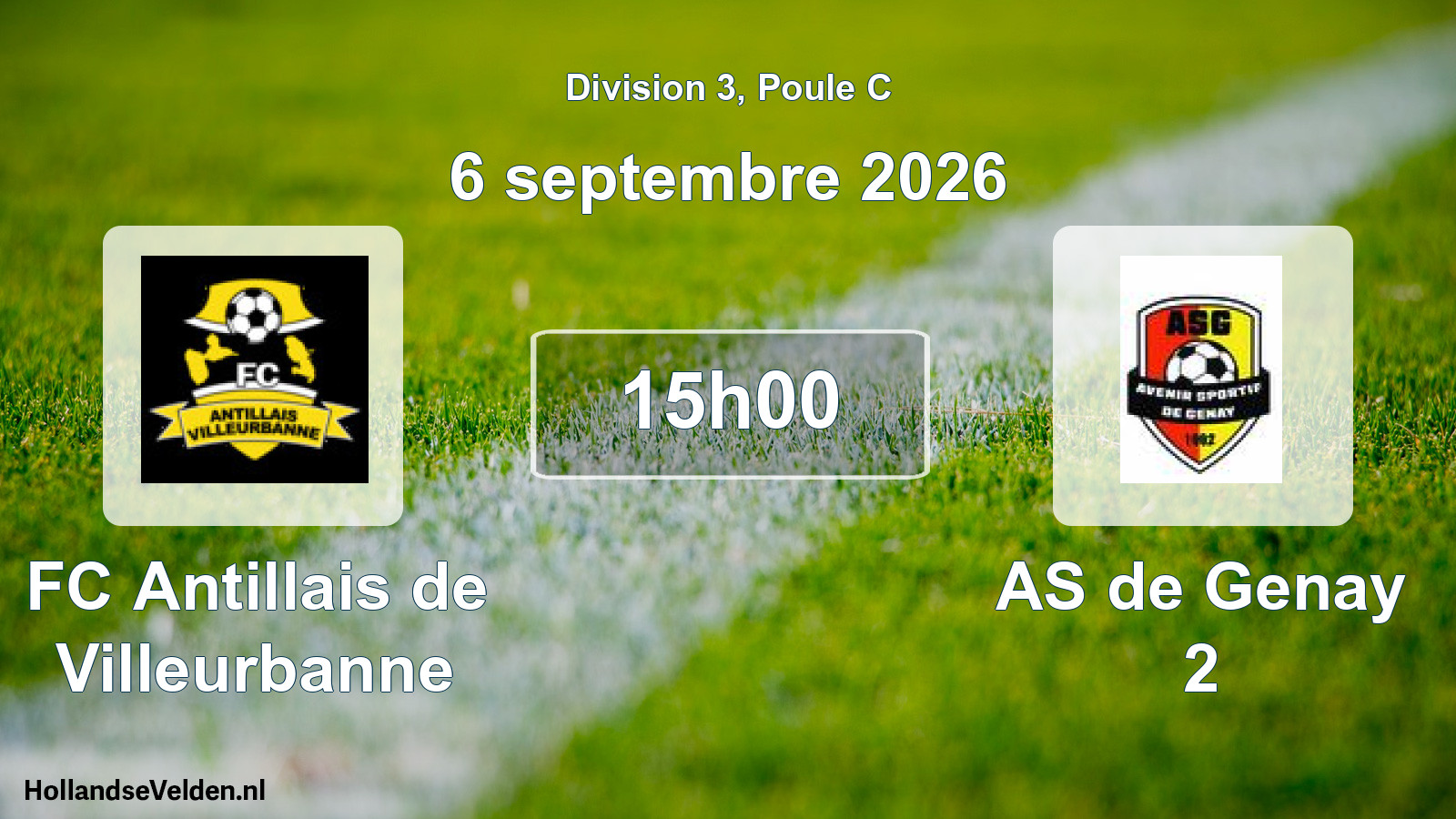 Match programmé: FC Antillais de Villeurbanne - AS de Genay 2 (6 septembre 2026)