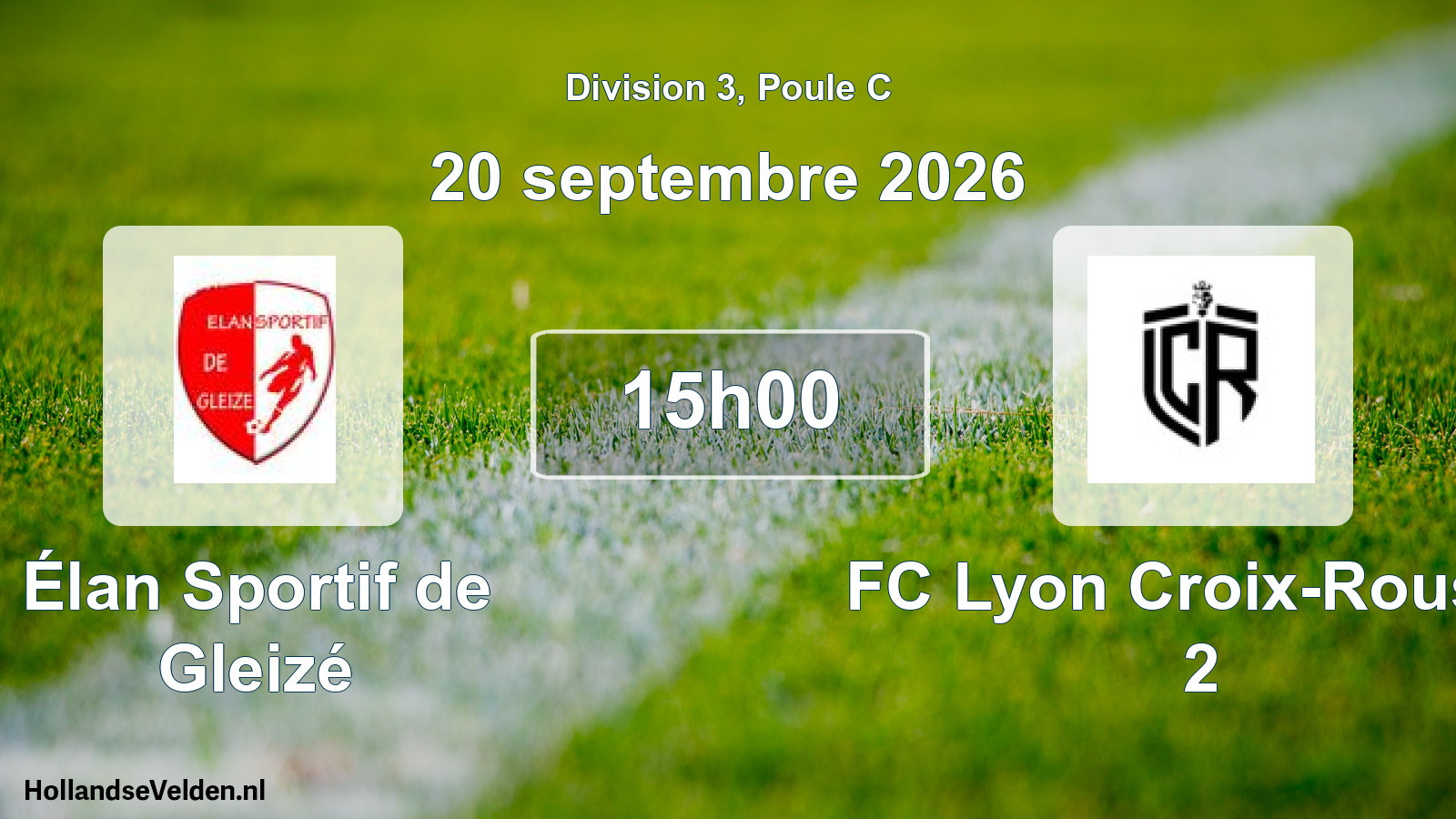 Scheduled Match: Élan Sportif de Gleizé - FC Lyon Croix-Rousse 2 (20 September 2026)