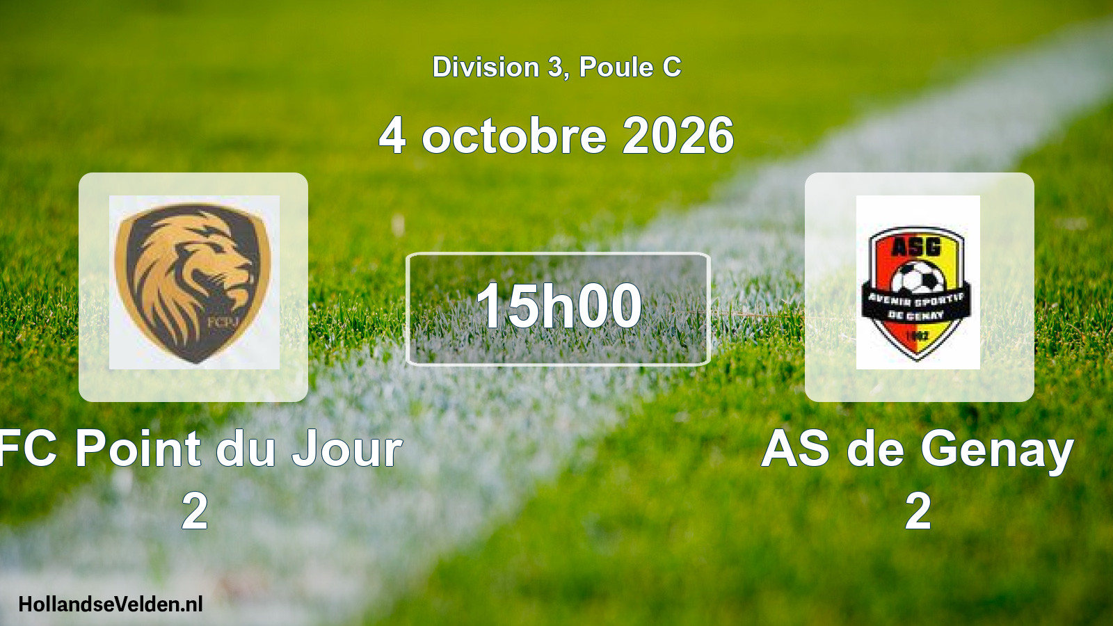 Scheduled Match: FC Point du Jour 2 - AS de Genay 2 (4 October 2026)