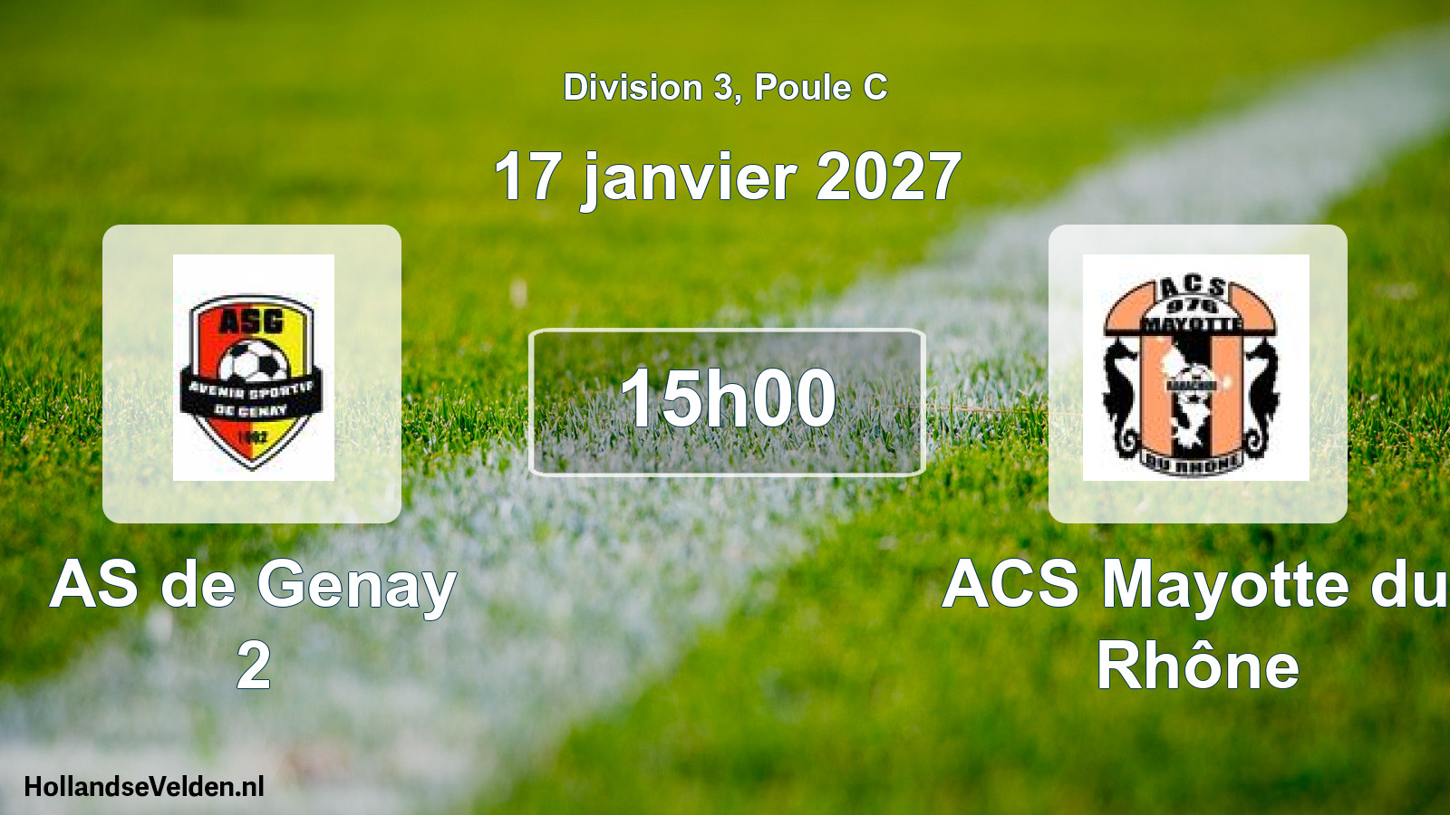 Match programmé: AS de Genay 2 - ACS Mayotte du Rhône (17 janvier 2027)