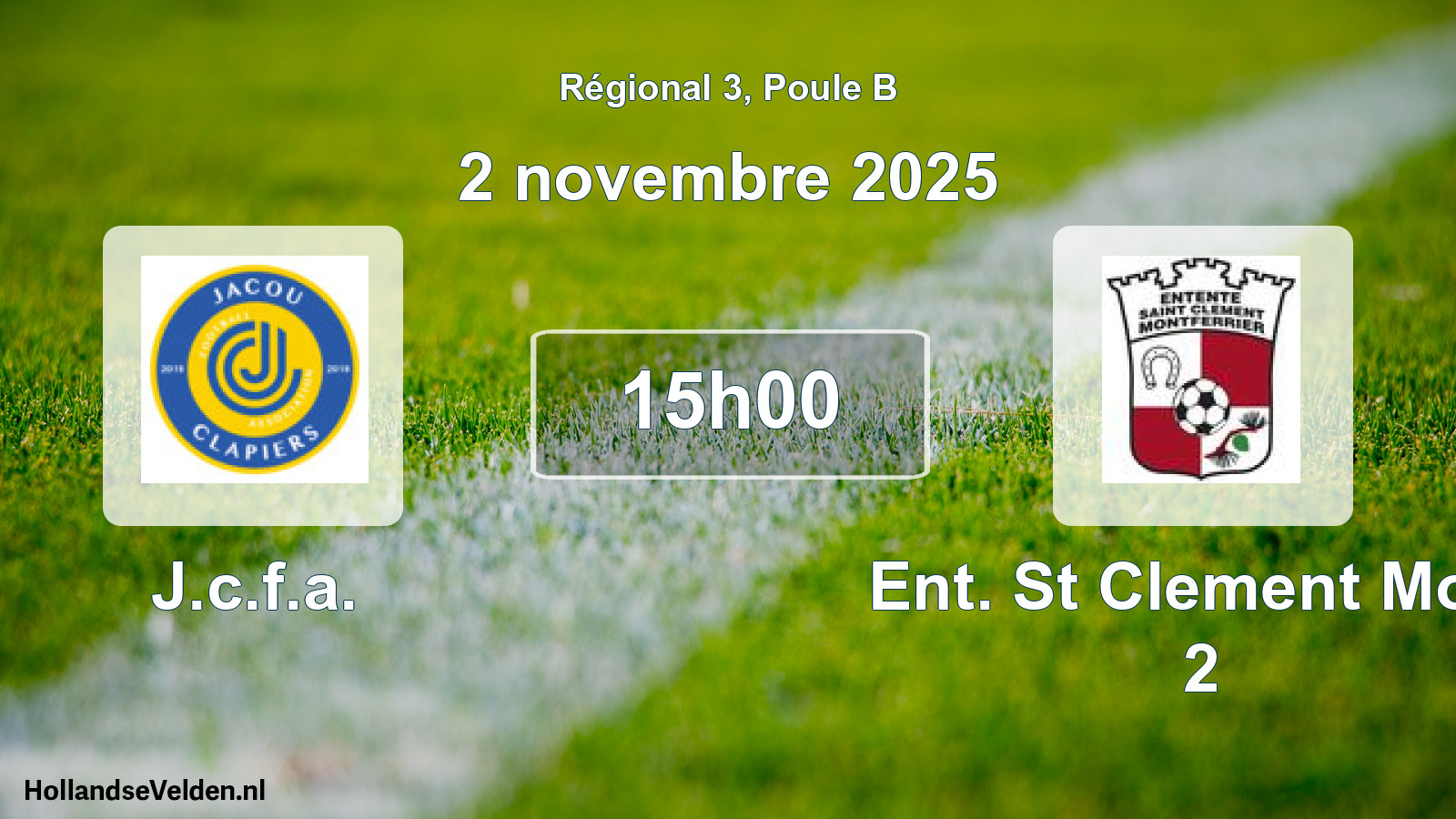 Scheduled Match: J.c.f.a. - Ent. St Clement Mont 2 (2 November 2025)