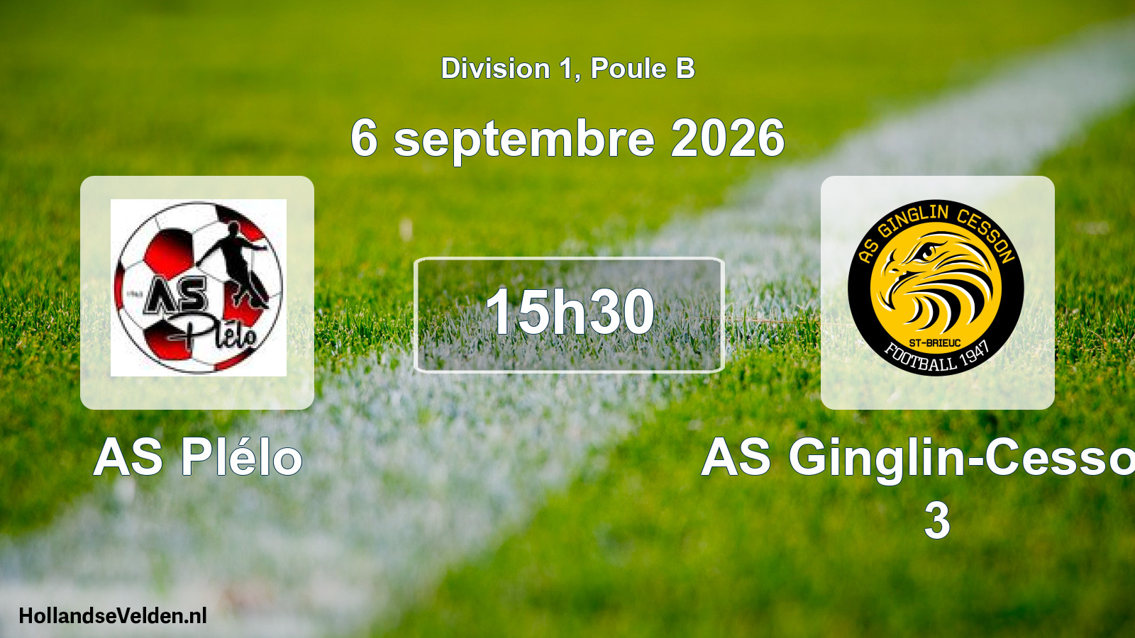 Match programmé: AS Plélo - AS Ginglin-Cesson 3 (6 septembre 2026)