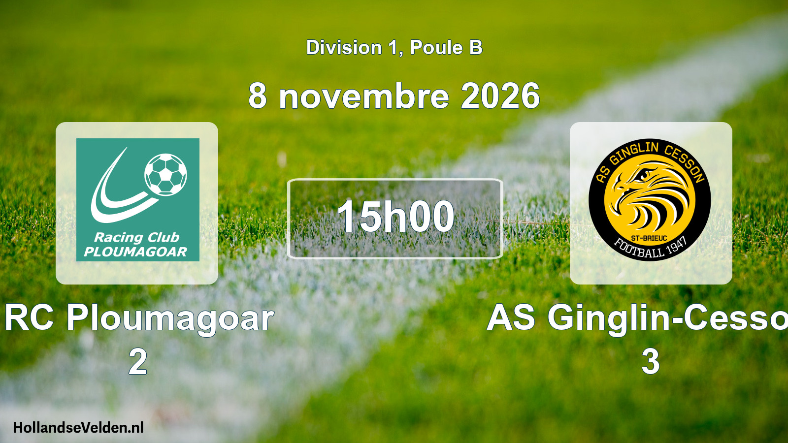 Match programmé: RC Ploumagoar 2 - AS Ginglin-Cesson 3 (8 novembre 2026)