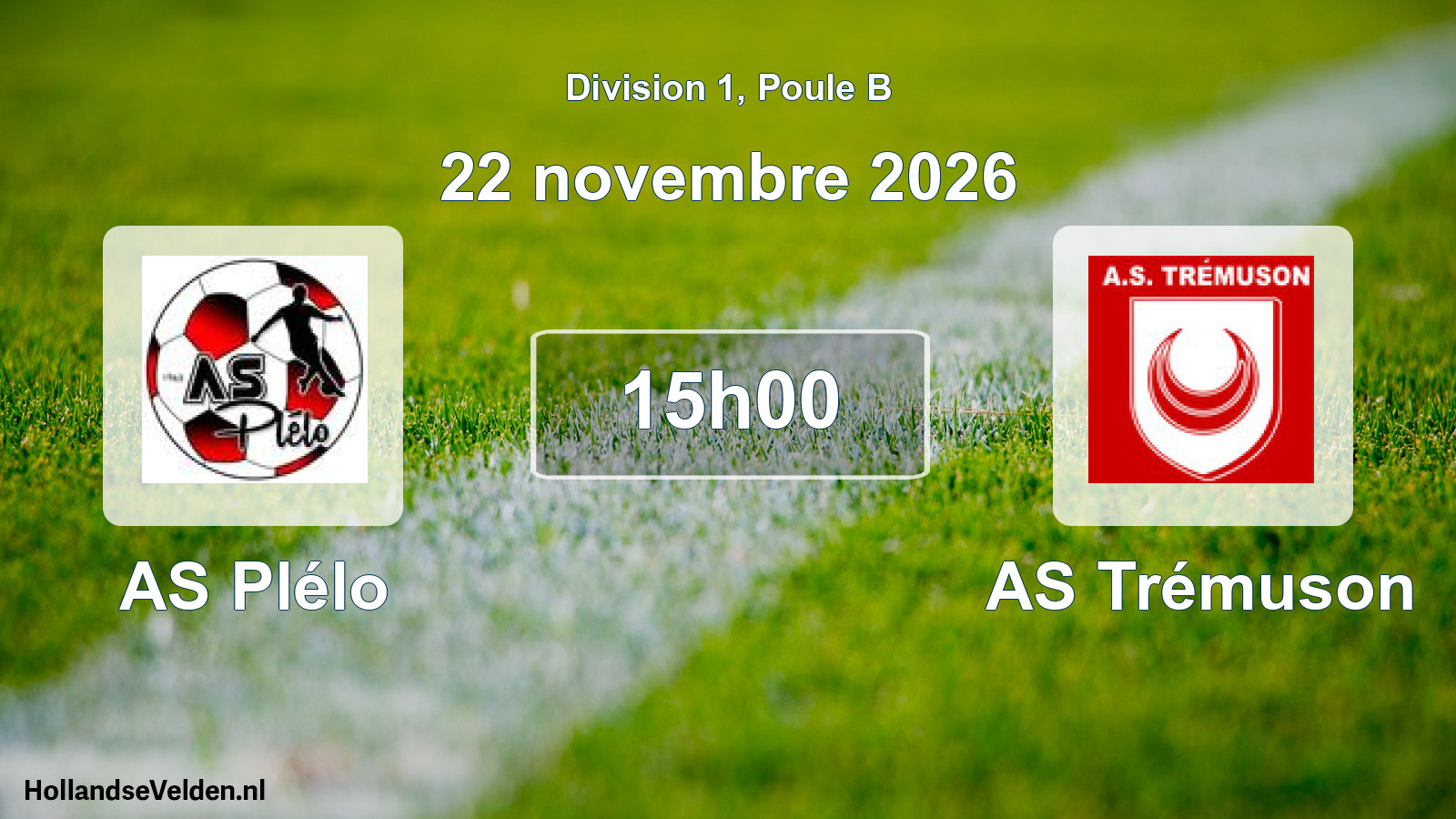 Match programmé: AS Plélo - AS Trémuson (22 novembre 2026)