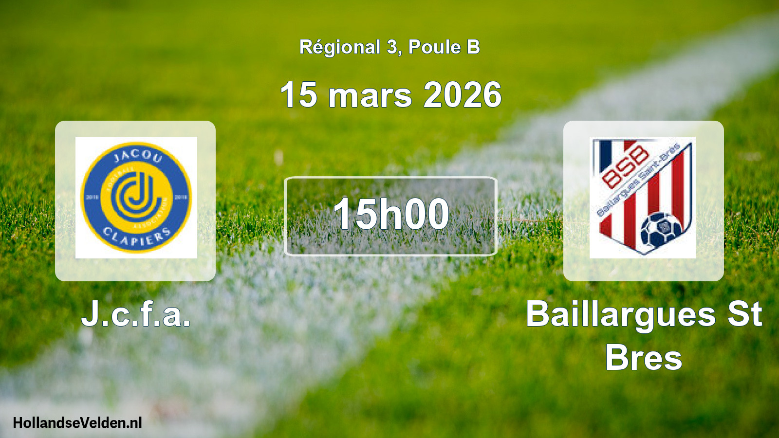 Geplande wedstrijd: J.c.f.a. - Baillargues St Bres (15 maart 2026)