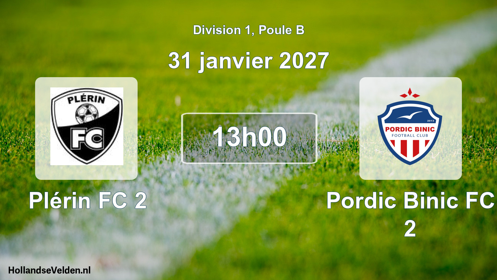 Match programmé: Plérin FC 2 - Pordic Binic FC 2 (31 janvier 2027)