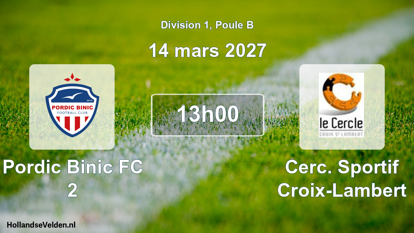 Match programmé: Pordic Binic FC 2 - Cerc. Sportif Croix-Lambert (14 mars 2027)