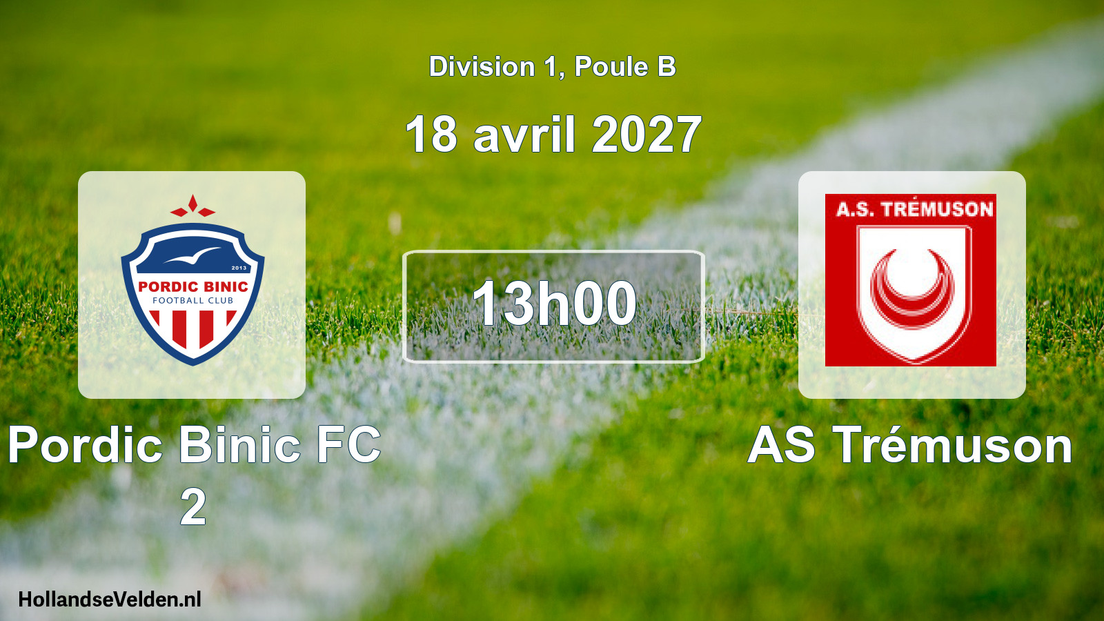 Match programmé: Pordic Binic FC 2 - AS Trémuson (18 avril 2027)