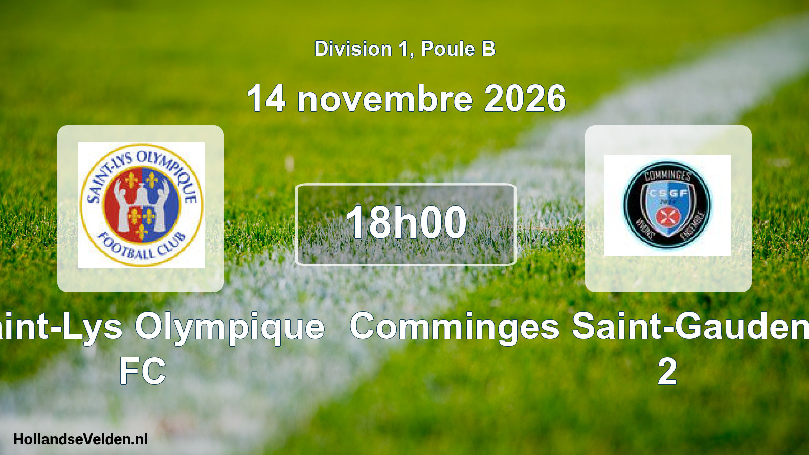 Match programmé: Saint-Lys Olympique FC - Comminges Saint-Gaudens Football 2 (14 novembre 2026)