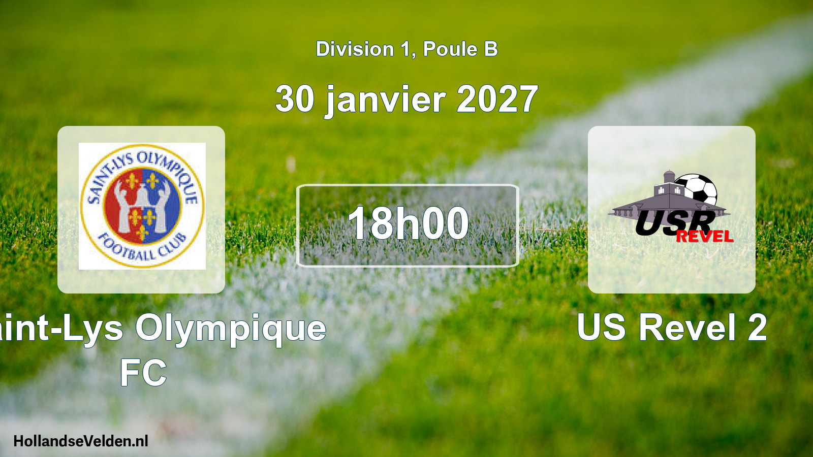 Match programmé: Saint-Lys Olympique FC - US Revel 2 (30 janvier 2027)