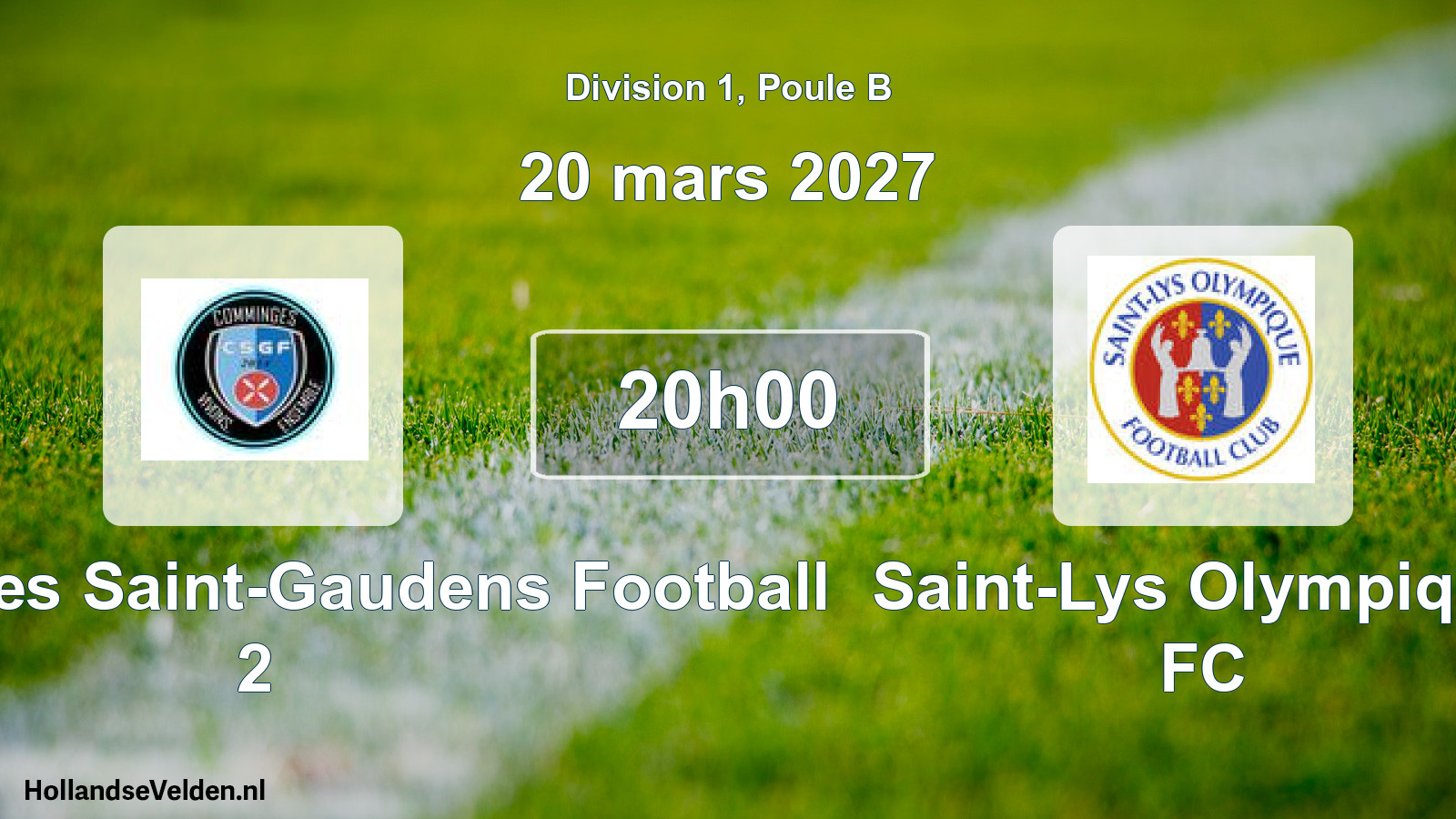 Match programmé: Comminges Saint-Gaudens Football 2 - Saint-Lys Olympique FC (20 mars 2027)