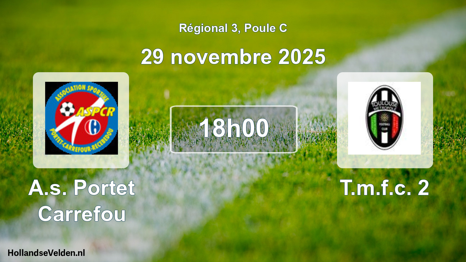 Geplande wedstrijd: A.s. Portet Carrefou - T.m.f.c. 2 (29 novembre 2025)