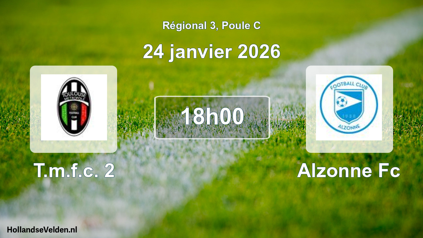 Geplande wedstrijd: T.m.f.c. 2 - Alzonne Fc (24 janvier 2026)
