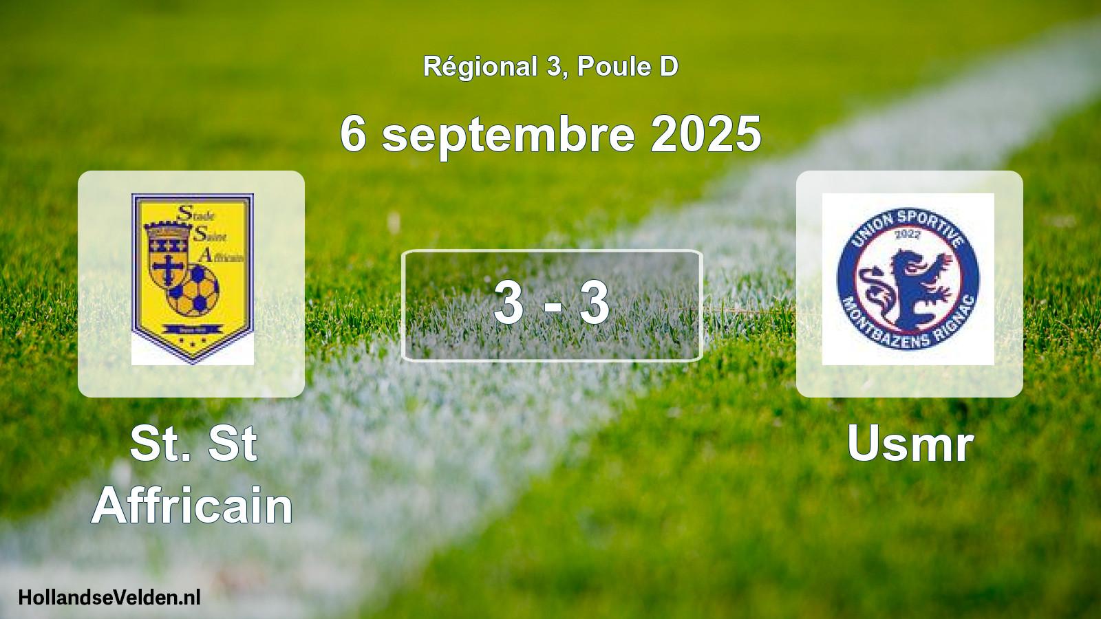 Total number of matches played: St. St Affricain - Usmr 3 - 3 (6 September 2025)