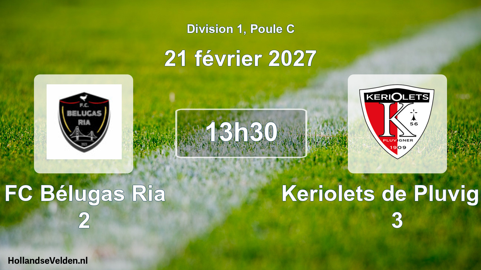 Match programmé: FC Bélugas Ria 2 - Keriolets de Pluvigner 3 (21 février 2027)