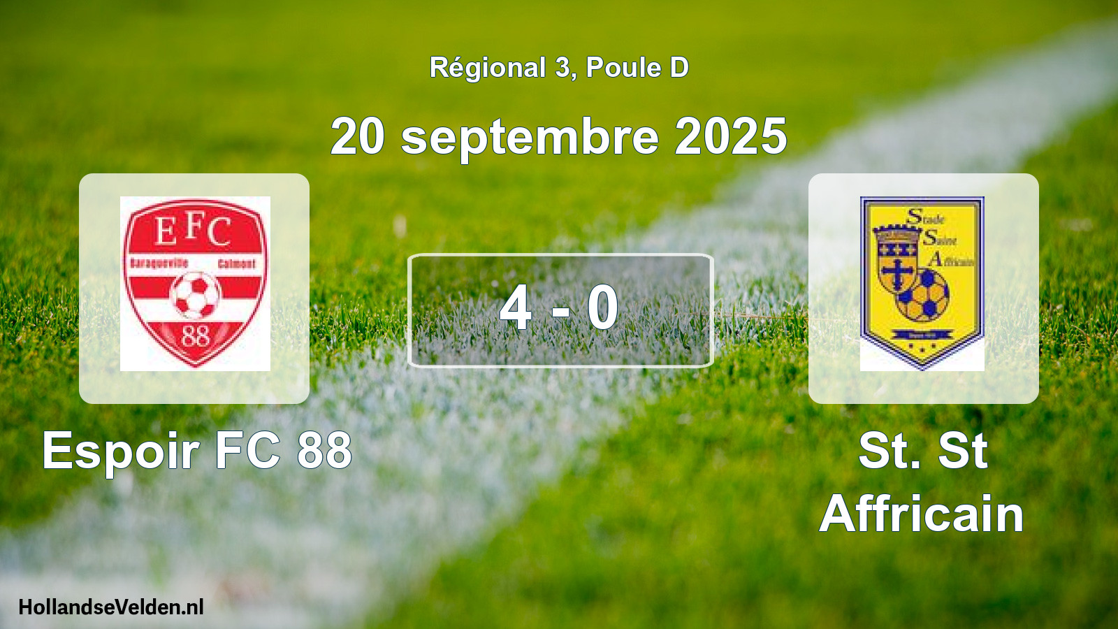 Gespeelde wedstrijd: Espoir FC 88 - St. St Affricain 4 - 0 (20 septembre 2025)
