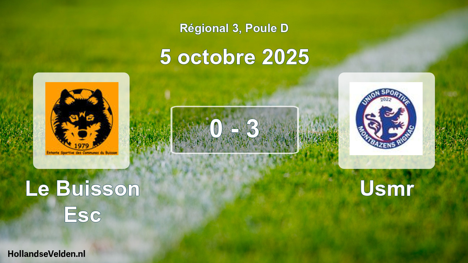 Gespeelde wedstrijd: Le Buisson Esc - Usmr 0 - 3 (5 octobre 2025)