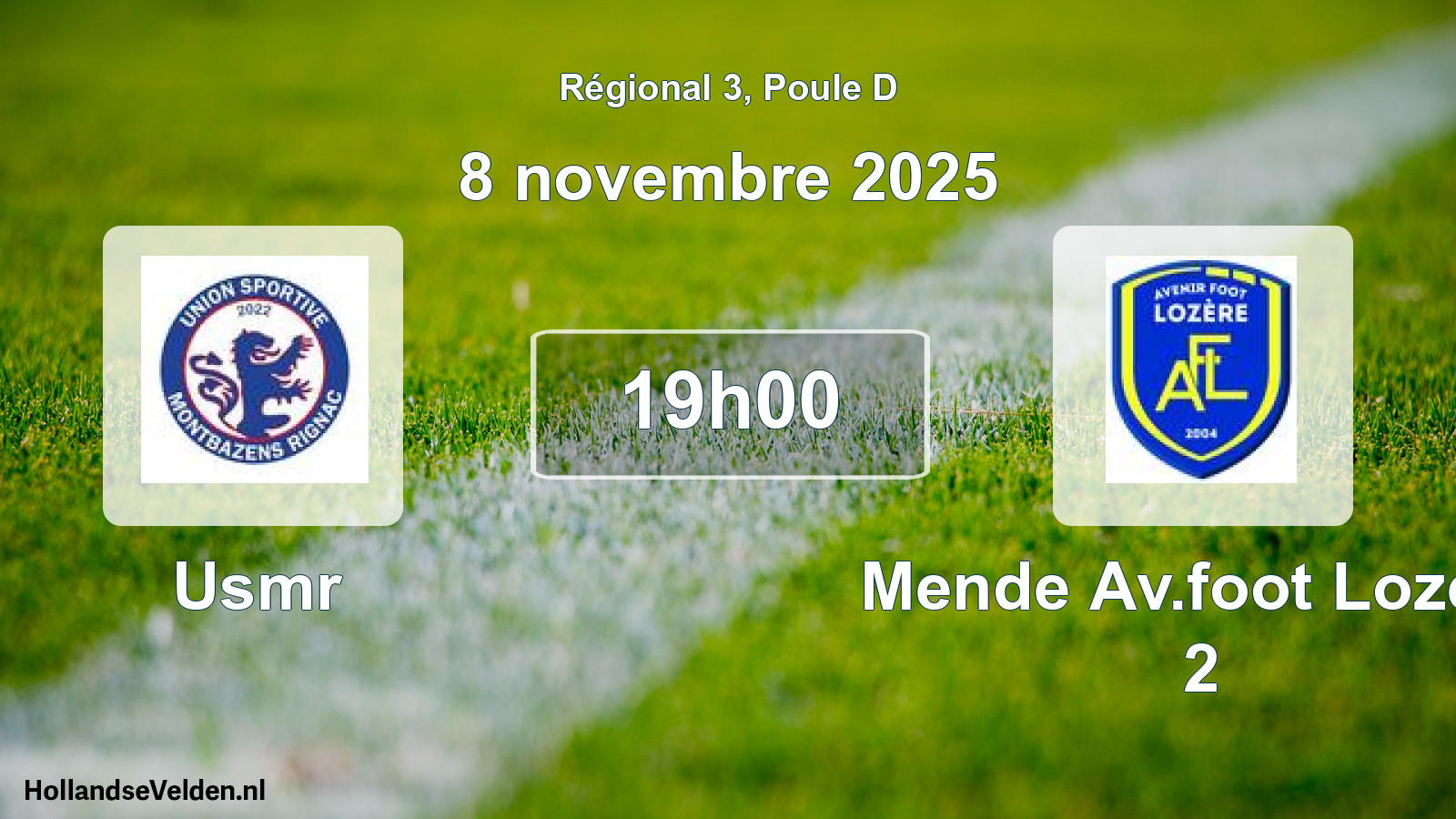 Geplande wedstrijd: Usmr - Mende Av.foot Lozere 2 (8 november 2025)