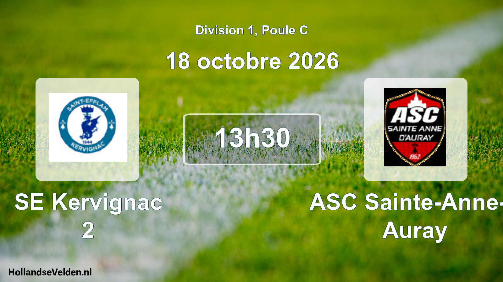 Match programmé: SE Kervignac 2 - ASC Sainte-Anne-d Auray (18 octobre 2026)