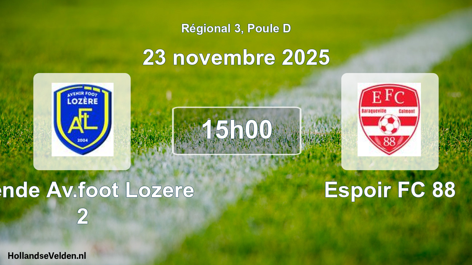 Geplande wedstrijd: Mende Av.foot Lozere 2 - Espoir FC 88 (23 novembre 2025)